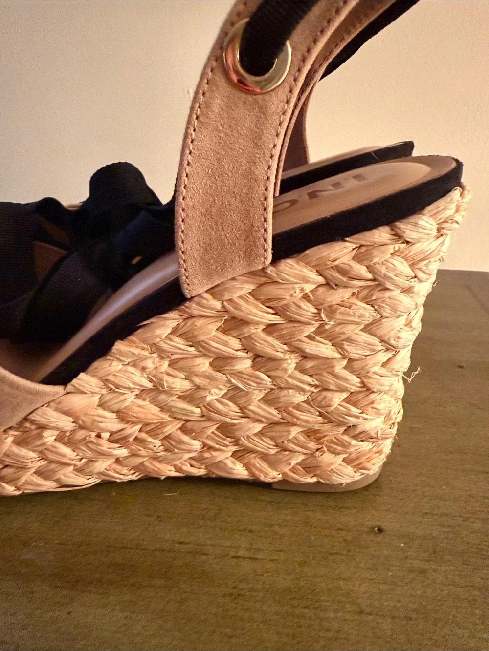 Women’s Black and Tan Espadrille Wedge Sandals
